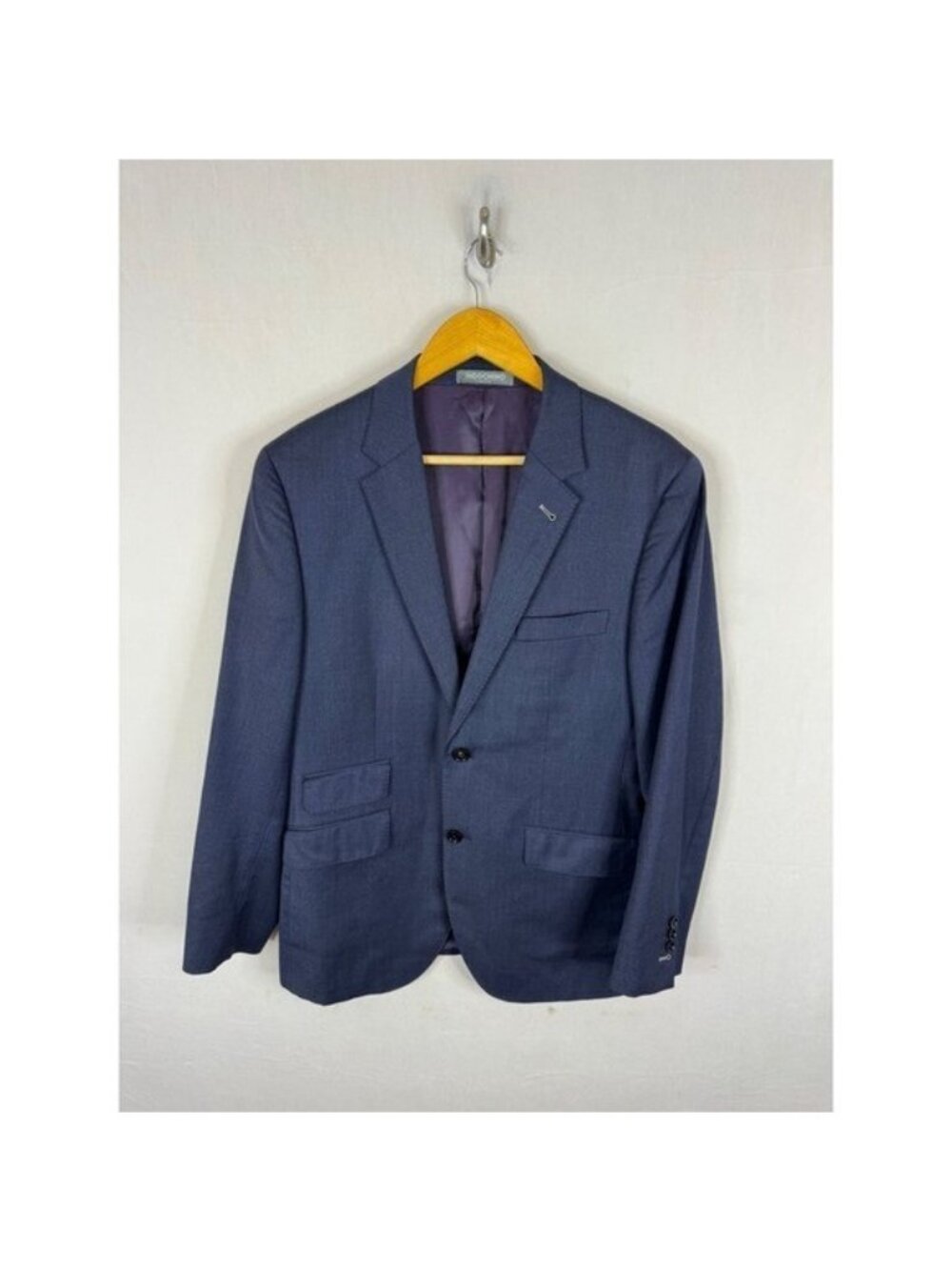Indochino Mens Blue Wool Blend Stretch Two Button Blazer Sport Coat Men 44R